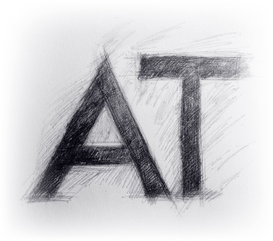 Initialien AT mit Bleistift gemalt